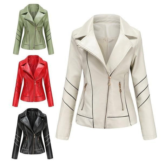 New Fashion Zip Jacket Vékony női bőrkabát