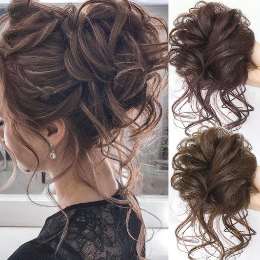Scrunchie hosszabbítók rendetlen göndör kontyban