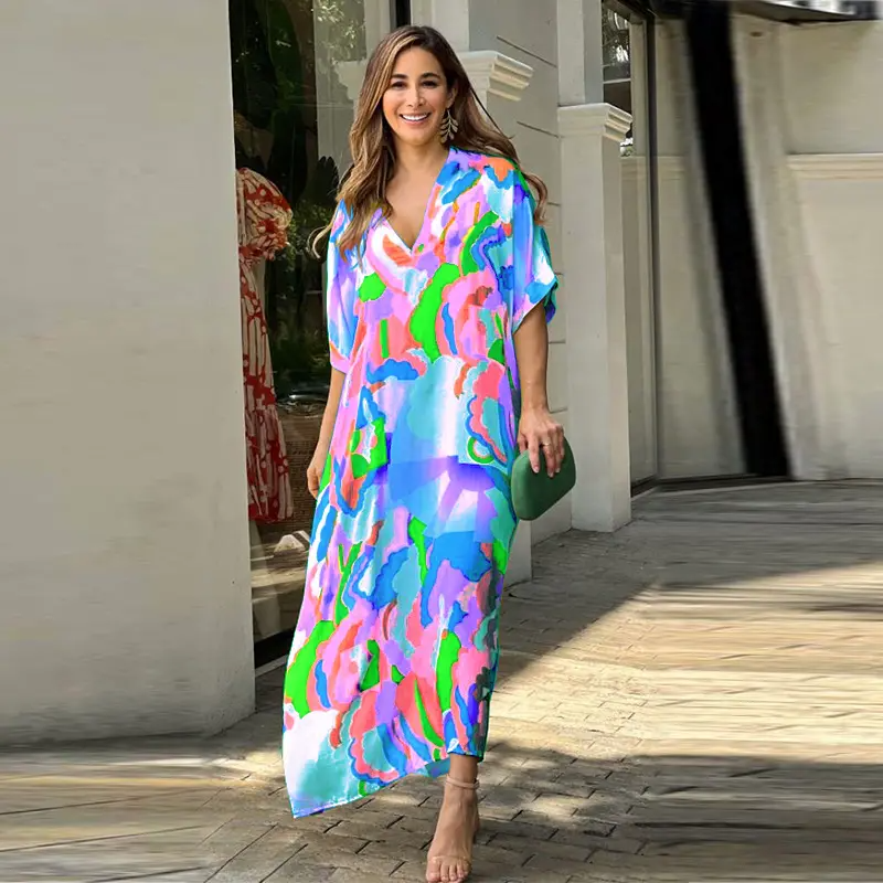 Novo vestido de Verão 2023 com decote em V para mulher