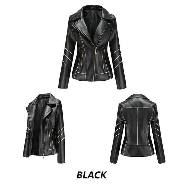 New Fashion Zip Jacket Vékony női bőrkabát