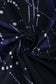 Midnight Blue Constellation Line nyomtatott oldalsó zsebes Midi ruha