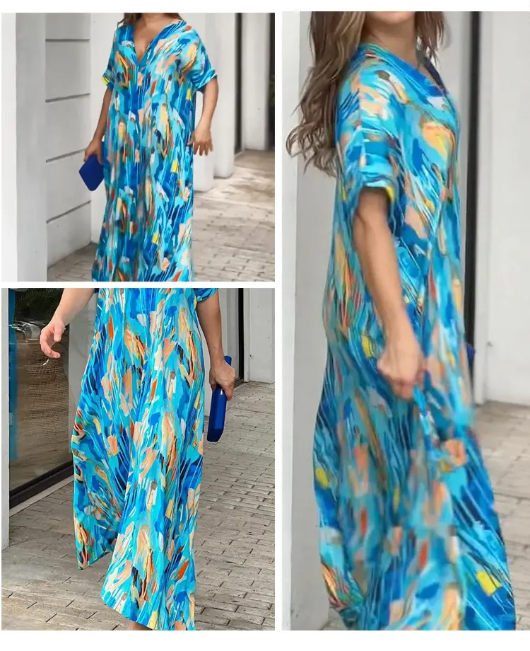 Novo vestido de Verão 2023 com decote em V para mulher