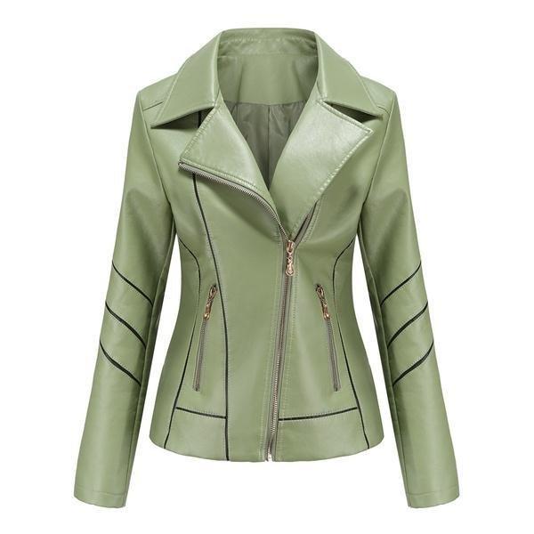 New Fashion Zip Jacket Vékony női bőrkabát