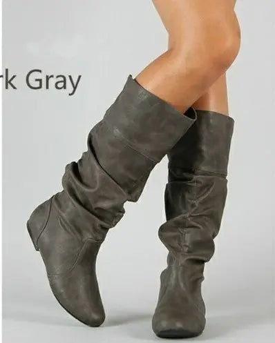 【35-43】Botas retrô femininas simples e bordadas de alto