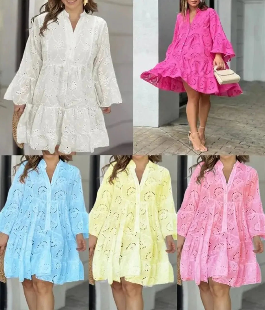 [M-5XL] ROCHIE LARGI SEXY CU BRODERIE DIN DANTELA PE DECOLTEU