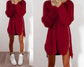 Vestido pulôver solto e solto com fecho de correr