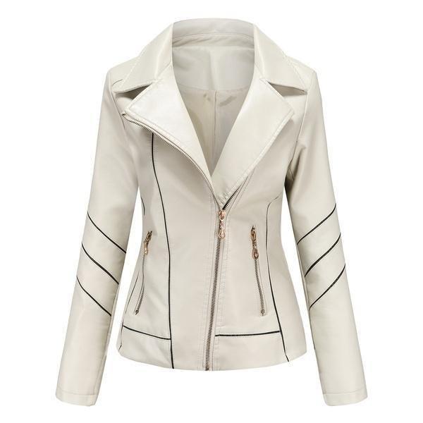 New Fashion Zip Jacket Vékony női bőrkabát