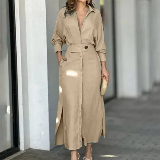 Rochie colorată cu mânecă lungă la modă