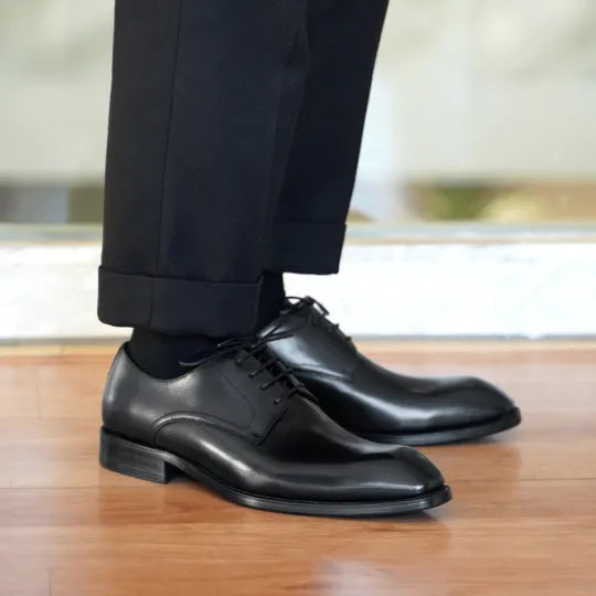 Sapatos De Couro Masculinos De Imitação De Madeira Moda Sapatos De Couro Quadrados Angustiados