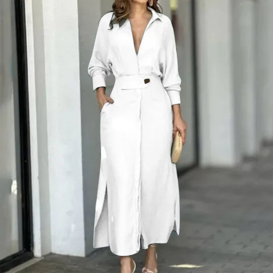 Rochie colorată cu mânecă lungă la modă