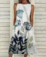 Groovy Plant Print ujjatlan Midi ruha