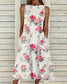 Groovy Plant Print ujjatlan Midi ruha