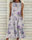 Groovy Plant Print ujjatlan Midi ruha
