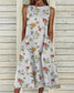 Groovy Plant Print ujjatlan Midi ruha