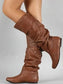 【35-43】Botas retrô femininas simples e bordadas de alto