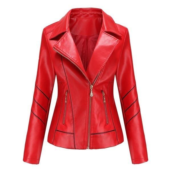 New Fashion Zip Jacket Vékony női bőrkabát