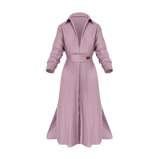 Rochie colorată cu mânecă lungă la modă