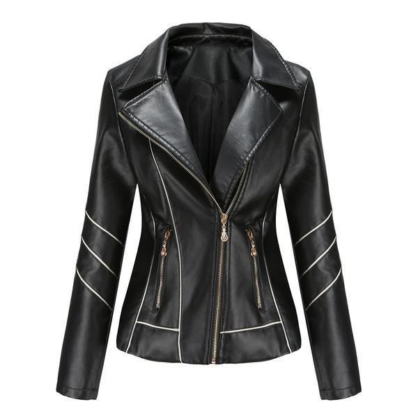 New Fashion Zip Jacket Vékony női bőrkabát